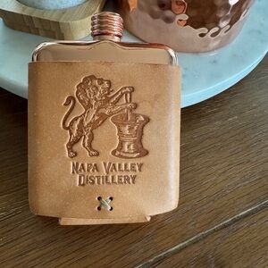 Napa Valley Distillery Leather Flask Cover & Rose Gold Flask
